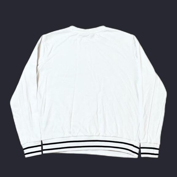 Fila White Crewneck Sweatshirt Logo Stripe Hem Men’s Size L - Picture 4 of 4